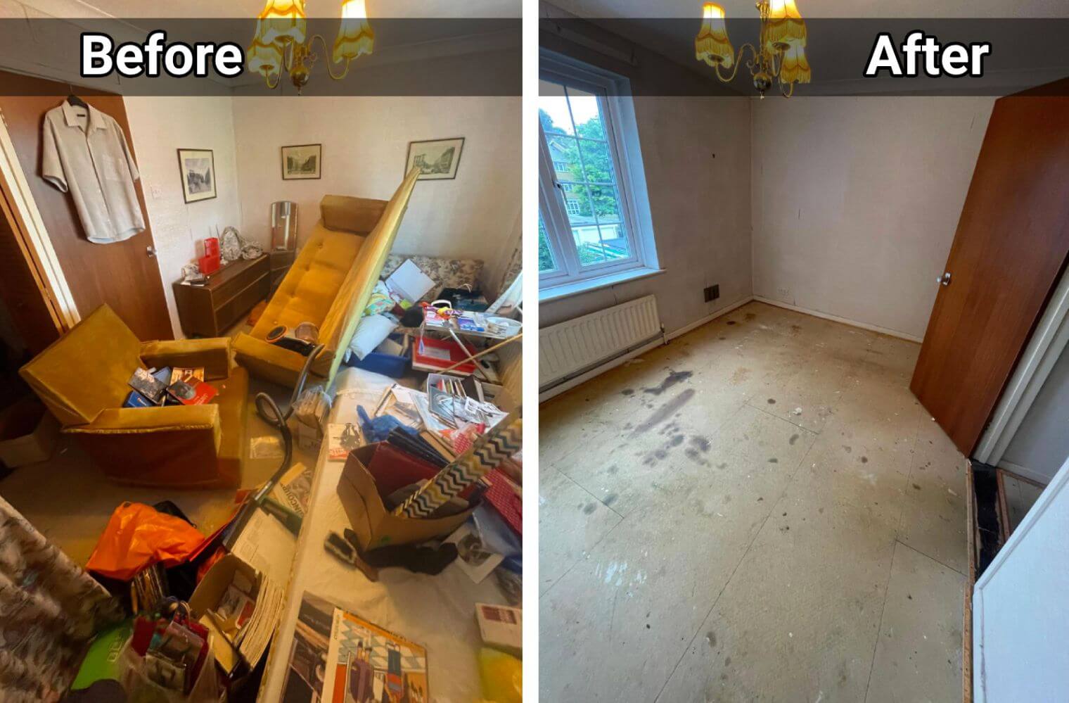 Clearance Before and After of Bedroom