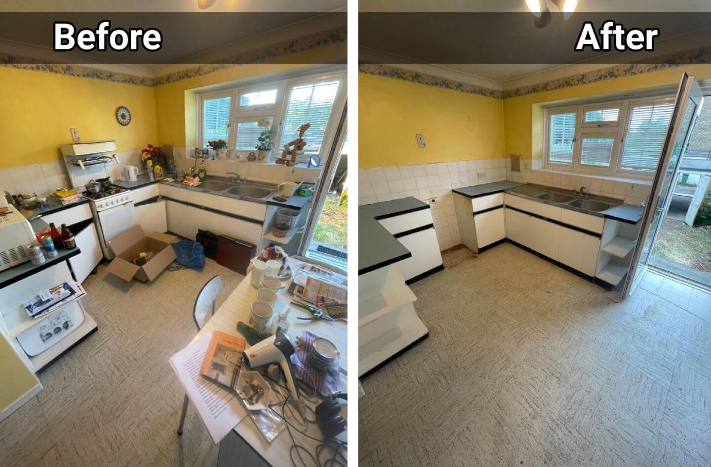 Clearance Before and After of Kitchen